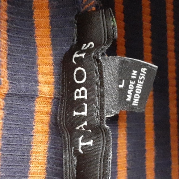 Talbots Bergen Stripe Button Long Sleeve Ribbed Turtle Neck Top - Picture 10 of 11